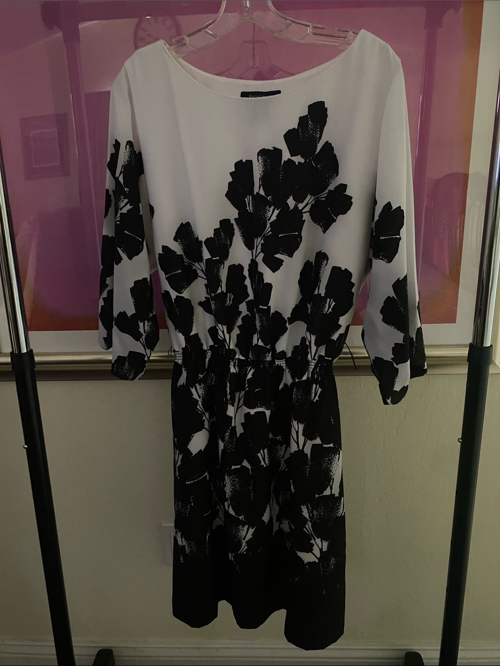 White House Black Market Black and White Floral Midi Dress